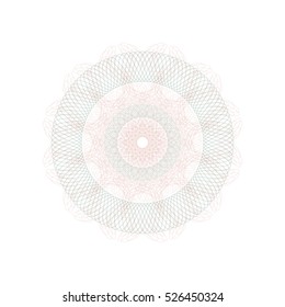 Guilloche rosette element. Digital watermark for Security Papers. It can be used as a protective layer for certificate, voucher, banknote, play money design, currency, note, check, ticket, reward etc.