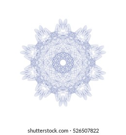 Guilloche rosette element. Digital watermark for Security Papers. It can be used as a protective layer for certificate, voucher, banknote, play money design, currency, note, check, ticket, reward etc.