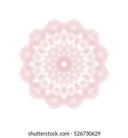Guilloche rosette element. Digital watermark for Security Papers. It can be used as a protective layer for certificate, voucher, banknote, play money design, currency, note, check, ticket, reward etc.