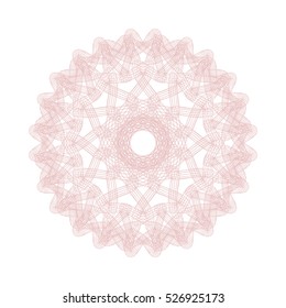 Guilloche rosette element. Digital watermark for Security Papers. It can be used as a protective layer for certificate, voucher, banknote, play money design, currency, note, check, ticket, reward etc.