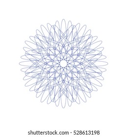Guilloche rosette element. Digital watermark for Security Papers. It can be used as a protective layer for certificate, voucher, banknote, play money design, currency, note, check, ticket, reward etc.