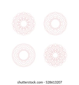 Guilloche rosette element. Digital watermark for Security Papers. It can be used as a protective layer for certificate, voucher, banknote, play money design, currency, note, check, ticket, reward etc.