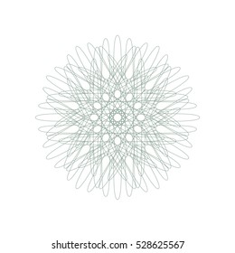 Guilloche rosette element. Digital watermark for Security Papers. It can be used as a protective layer for certificate, voucher, banknote, play money design, currency, note, check, ticket, reward etc.