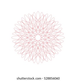 Guilloche rosette element. Digital watermark for Security Papers. It can be used as a protective layer for certificate, voucher, banknote, play money design, currency, note, check, ticket, reward etc.