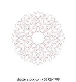 Guilloche rosette element. Digital watermark for Security Papers. It can be used as a protective layer for certificate, voucher, banknote, play money design, currency, note, check, ticket, reward etc.