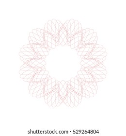 Guilloche rosette element. Digital watermark for Security Papers. It can be used as a protective layer for certificate, voucher, banknote, play money design, currency, note, check, ticket, reward etc.