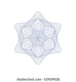 Guilloche rosette element. Digital watermark for Security Papers. It can be used as a protective layer for certificate, voucher, banknote, play money design, currency, note, check, ticket, reward etc
