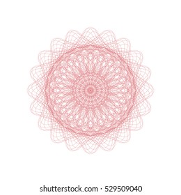 Guilloche rosette element. Digital watermark for Security Papers. It can be used as a protective layer for certificate, voucher, banknote, play money design, currency, note, check, ticket, reward etc