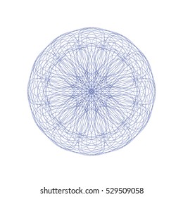 Guilloche rosette element. Digital watermark for Security Papers. It can be used as a protective layer for certificate, voucher, banknote, play money design, currency, note, check, ticket, reward etc
