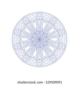 Guilloche rosette element. Digital watermark for Security Papers. It can be used as a protective layer for certificate, voucher, banknote, play money design, currency, note, check, ticket, reward etc