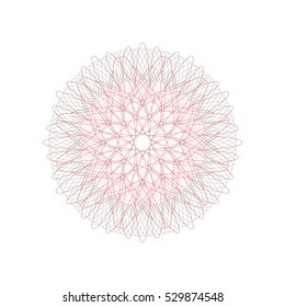 Guilloche rosette element. Digital watermark for Security Papers. It can be used as a protective layer for certificate, voucher, banknote, play money design, currency, note, check, ticket, reward etc