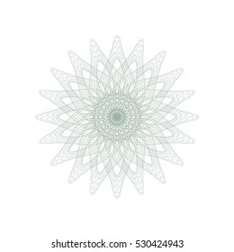 Guilloche rosette element. Digital watermark for Security Papers. It can be used as a protective layer for certificate, voucher, banknote, play money design, currency, note, check, ticket, reward etc