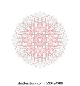 Guilloche rosette element. Digital watermark for Security Papers. It can be used as a protective layer for certificate, voucher, banknote, play money design, currency, note, check, ticket, reward etc
