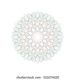 Guilloche rosette element. Digital watermark for Security Papers. It can be used as a protective layer for certificate, voucher, banknote, play money design, currency, note, check, ticket, reward etc.
