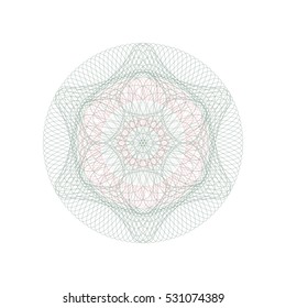 Guilloche rosette element. Digital watermark for Security Papers. It can be used as a protective layer for certificate, voucher, banknote, play money design, currency, note, check, ticket, reward etc.