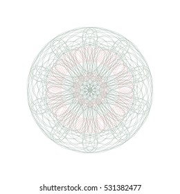 Guilloche rosette element. Digital watermark for Security Papers. It can be used as a protective layer for certificate, voucher, banknote, play money design, currency, note, check, ticket, reward etc