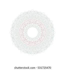 Guilloche rosette element. Digital watermark for Security Papers. It can be used as a protective layer for certificate, voucher, banknote, play money design, currency, note, check, ticket, reward etc.