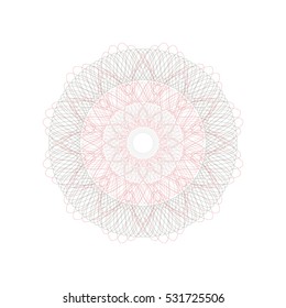Guilloche rosette element. Digital watermark for Security Papers. It can be used as a protective layer for certificate, voucher, banknote, play money design, currency, note, check, ticket, reward etc