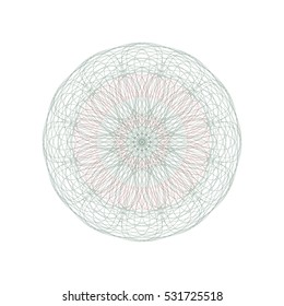 Guilloche rosette element. Digital watermark for Security Papers. It can be used as a protective layer for certificate, voucher, banknote, play money design, currency, note, check, ticket, reward etc