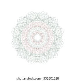Guilloche rosette element. Digital watermark for Security Papers. It can be used as a protective layer for certificate, voucher, banknote, play money design, currency, note, check, ticket, reward etc