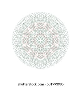 Guilloche rosette element. Digital watermark for Security Papers. It can be used as a protective layer for certificate, voucher, banknote, play money design, currency, note, check, ticket, reward etc