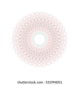 Guilloche rosette element. Digital watermark for Security Papers. It can be used as a protective layer for certificate, voucher, banknote, play money design, currency, note, check, ticket, reward etc