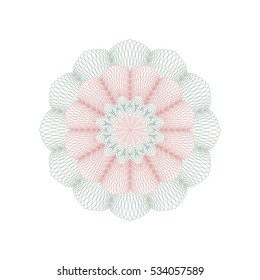 Guilloche rosette element. Digital watermark for Security Papers. It can be used as a protective layer for certificate, voucher, banknote, play money design, currency, note, check, ticket, reward etc