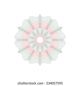 Guilloche rosette element. Digital watermark for Security Papers. It can be used as a protective layer for certificate, voucher, banknote, play money design, currency, note, check, ticket, reward etc