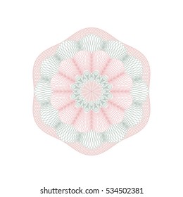 Guilloche rosette element. Digital watermark for Security Papers. It can be used as a protective layer for certificate, voucher, banknote, play money design, currency, note, check, ticket, reward etc