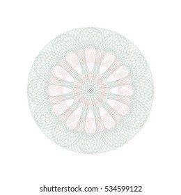 Guilloche rosette element. Digital watermark for Security Papers. It can be used as a protective layer for certificate, voucher, banknote, play money design, currency, note, check, ticket, reward etc