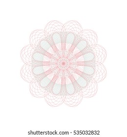 Guilloche rosette element. Digital watermark for Security Papers. It can be used as a protective layer for certificate, voucher, banknote, play money design, currency, note, check, ticket, reward etc