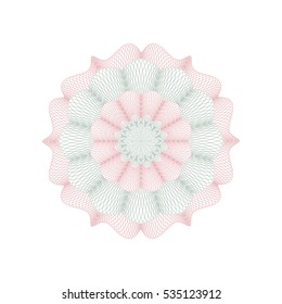 Guilloche rosette element. Digital watermark for Security Papers. It can be used as a protective layer for certificate, voucher, banknote, play money design, currency, note, check, ticket, reward etc