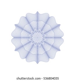 Guilloche rosette element. Digital watermark for Security Papers. It can be used as a protective layer for certificate, voucher, banknote, play money design, currency, note, check, ticket, reward etc