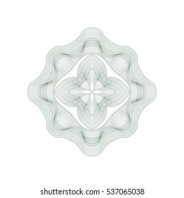 Guilloche rosette element. Digital watermark for Security Papers. It can be used as a protective layer for certificate, voucher, banknote, play money design, currency, note, check, ticket, reward etc