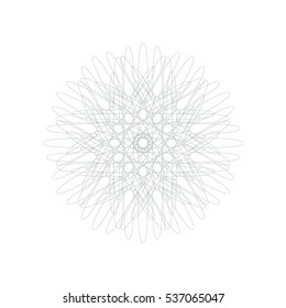 Guilloche rosette element. Digital watermark for Security Papers. It can be used as a protective layer for certificate, voucher, banknote, play money design, currency, note, check, ticket, reward etc