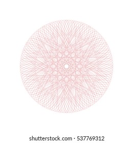 Guilloche rosette element. Digital watermark for Security Papers. It can be used as a protective layer for certificate, voucher, banknote, play money design, currency, note, check, ticket, reward etc