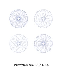 Guilloche rosette element. Digital watermark for Security Papers. It can be used as a protective layer for certificate, voucher, banknote, play money design, currency, note, check, ticket, reward etc.