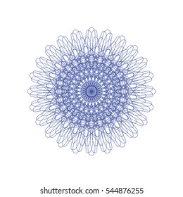 Guilloche rosette element. Digital watermark for Security Papers. It can be used as a protective layer for certificate, voucher, banknote, play money design, currency, note, check, ticket, reward etc