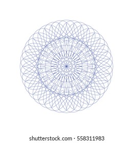 Guilloche rosette element. Digital watermark for Security Papers. It can be used as a protective layer for certificate, voucher, banknote, play money design, currency, note, check, ticket, reward etc