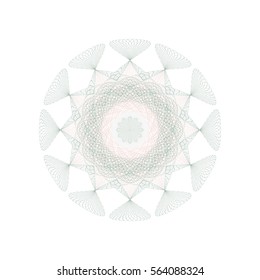 Guilloche rosette element. Digital watermark for Security Papers. It can be used as a protective layer for certificate, voucher, banknote, play money design, currency, note, check, ticket, reward etc