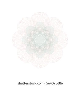Guilloche rosette element. Digital watermark for Security Papers. It can be used as a protective layer for certificate, voucher, banknote, play money design, currency, note, check, ticket, reward etc