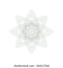 Guilloche rosette element. Digital watermark for Security Papers. It can be used as a protective layer for certificate, voucher, banknote, play money design, currency, note, check, ticket, reward etc