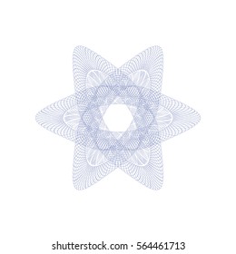 Guilloche rosette element. Digital watermark for Security Papers. It can be used as a protective layer for certificate, voucher, banknote, play money design, currency, note, check, ticket, reward etc