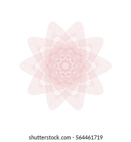 Guilloche rosette element. Digital watermark for Security Papers. It can be used as a protective layer for certificate, voucher, banknote, play money design, currency, note, check, ticket, reward etc