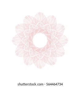 Guilloche rosette element. Digital watermark for Security Papers. It can be used as a protective layer for certificate, voucher, banknote, play money design, currency, note, check, ticket, reward etc