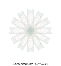 Guilloche rosette element. Digital watermark for Security Papers. It can be used as a protective layer for certificate, voucher, banknote, play money design, currency, note, check, ticket, reward etc