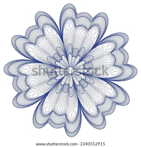 Guilloche rosette element. Digital watermark for Security Papers. It can be used as a protective layer for certificate, voucher, banknote, play money design, currency, note, check, ticket, reward etc