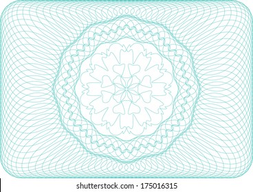 Guilloche rosette in a frame with round corners.