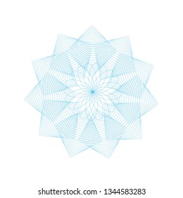 Guilloche Rosette Sign Color Thin Line Emblem. Vector illustration of Ornament Symbol for Certificate, Diploma, Document or Voucher