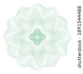 Guilloche rosette, a template for the protection of securities, an ornament in the form of wavy curly lines in the form of a flower